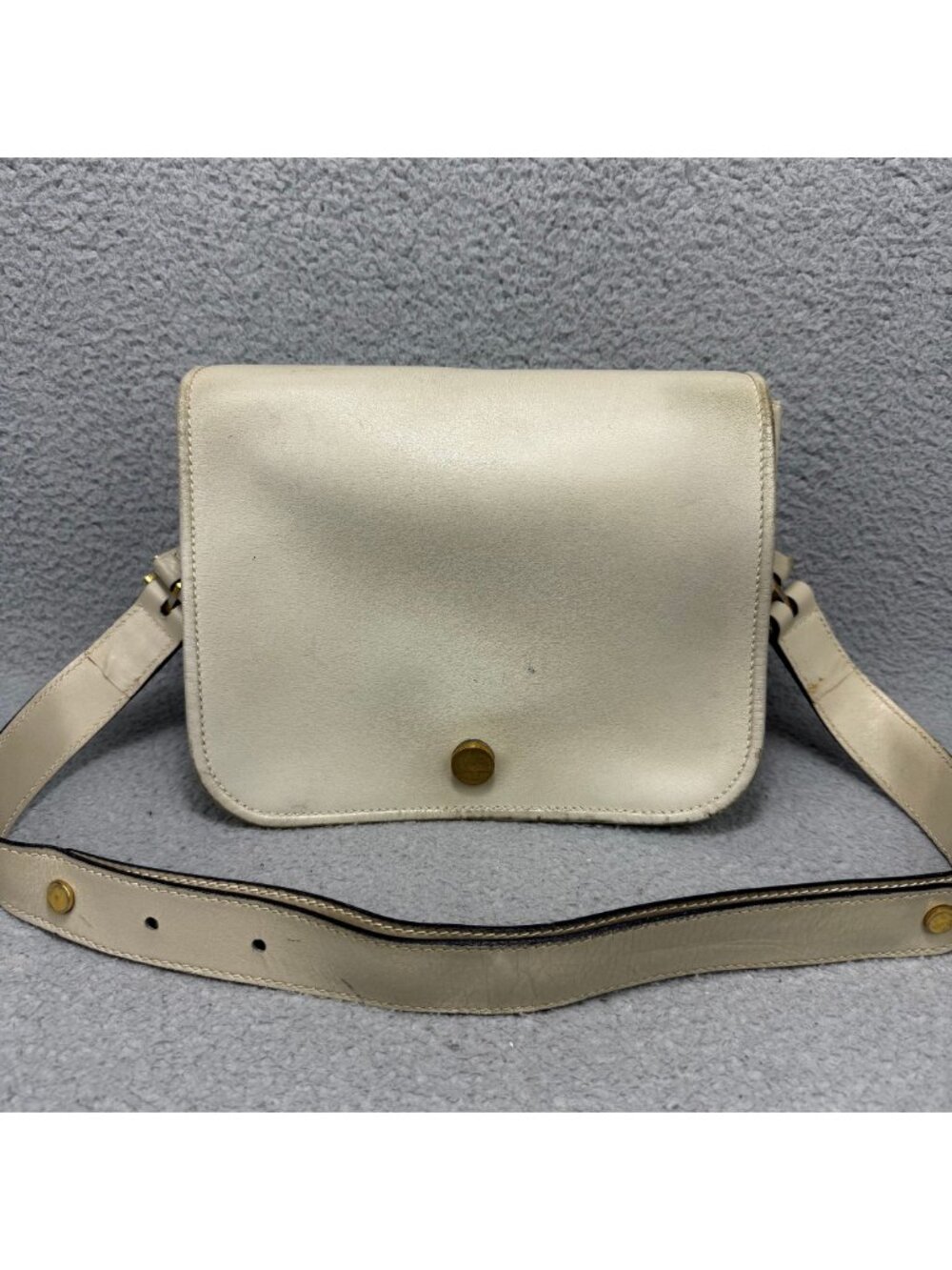 Gherardini Bag Off White Leather Flap Crossbody Shoulder Purse Handbag Vintage